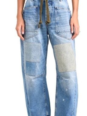 We The Free Light Blue Patchwork Boyfriend Jeans
